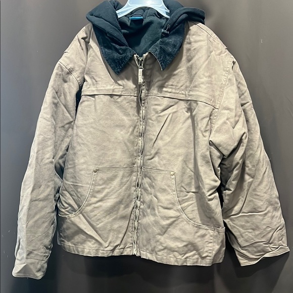 Ultimate Collection Men's Tan Hooded 2 in 1 Work Jacket, Size XL - Picture 1 of 15
